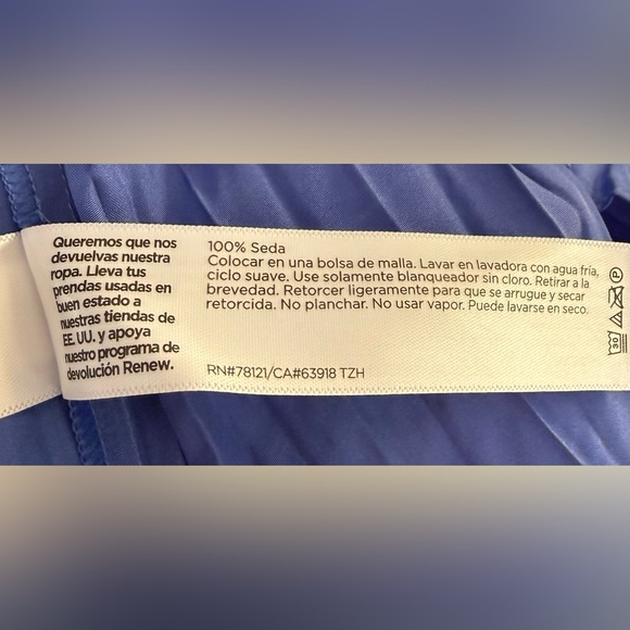 Eileen Fisher Blue Crushed Silk Sleeveless Tiered Dress Size XS - Picture 7 of 10